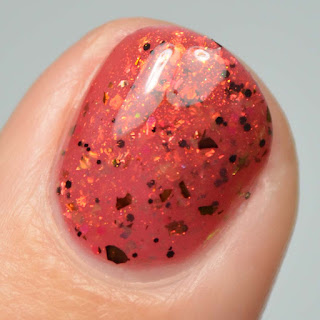 crimson nail polish with flakies