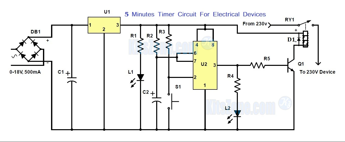 5 Minutes Timer Circuit To Turn OFF Electrical Devices