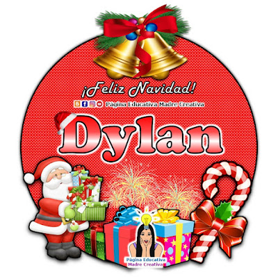 Nombre Dylan - Cartelito por Navidad nombre navideño