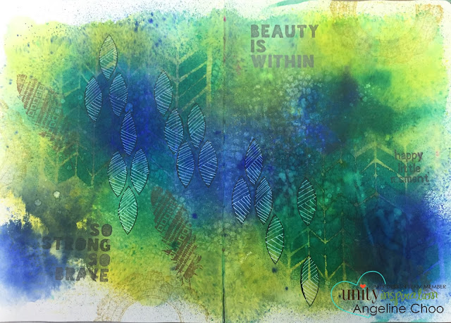 ScrappyScrappy: Beauty is within {art journal} #scrappyscrappy #unitystampco #stamp #smak #tcwstencil #stencil #dylusions #artjournal