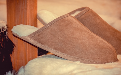 A Pair of Brown Leather Slippers