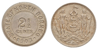 This Is British North Borneo 2 and half cents, at the obverse the written of State Of North Borneo with Date below the denomination 2 1/2 cents