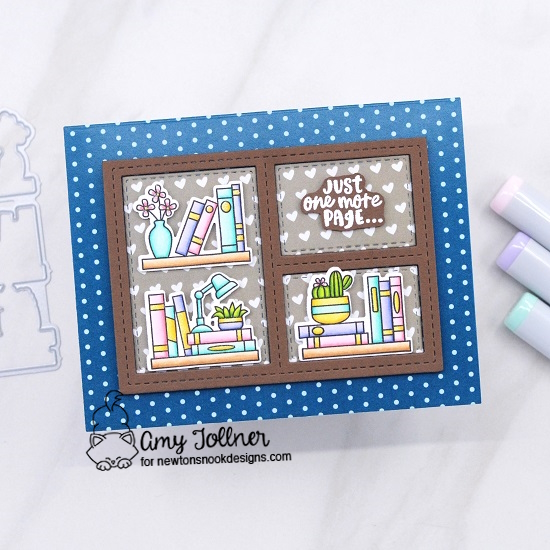 Never Enough Books Stamp and Die Set, Coffee House Stories Paper Pad, Frames and Tags Die Set by Newton's Nook Designs #newtonsnookdesigns #newtonsnook #nnd #handmade