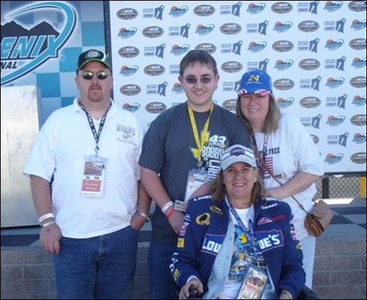 Bill, Bryan, Tina and I in Victory lane after our Hot Laps for the Troops