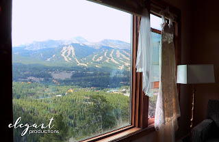 View of Breckenridge ski resort from the bridal suite wedding dress