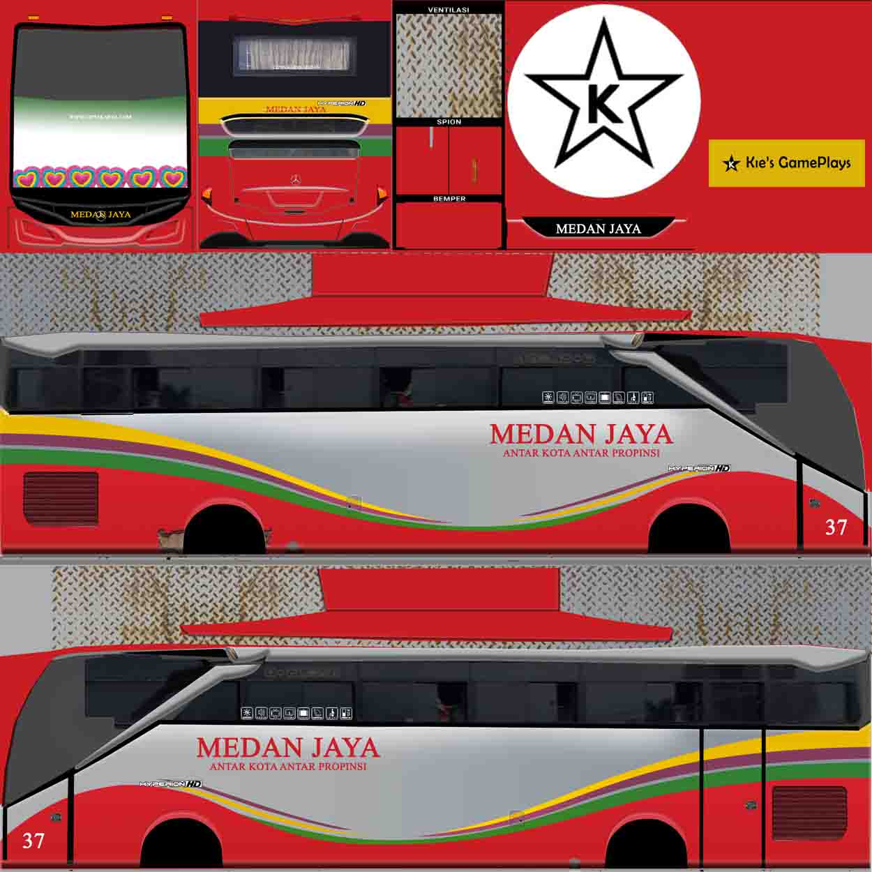 livery bus medan jaya merah