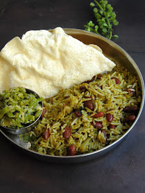 Palak Rajma Pulao, Spinach Kidney Beans Pulao