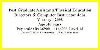 Post Graduate Assistants/Physical Education Directors & Computer Instructor Jobs