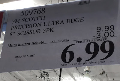 Deal for a 3 pack of 3M Scotch Precision Ultra Edge Scissors Costco