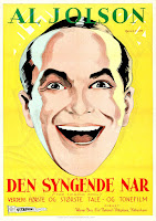 DEN SYNGENDE NAR. Cartel: 70 x 100 cms. Dinamarca. Arte: Eric Rohman. Impresión: Svnks Konstindustri A.-B., Estocolmo.  EL LOCO CANTOR. The Singing Fool. 1928. Estados Unidos. Dirección: Lloyd Bacon. Reparto: Al Jolson, Betty Bronson, Josephine Dunn, Arthur Housman, Reed Howes, Davey Lee, Edward Martindel, Robert Emmett O'Connor, Helen Lynch, Agnes Franey, The Yacht Club Boys.