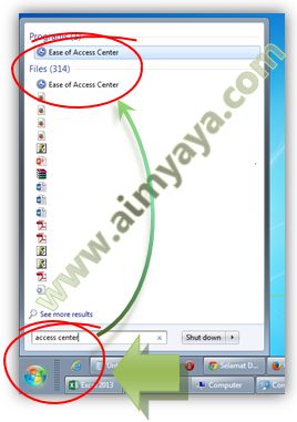  Gambar: Mengakses Ease of Access Center