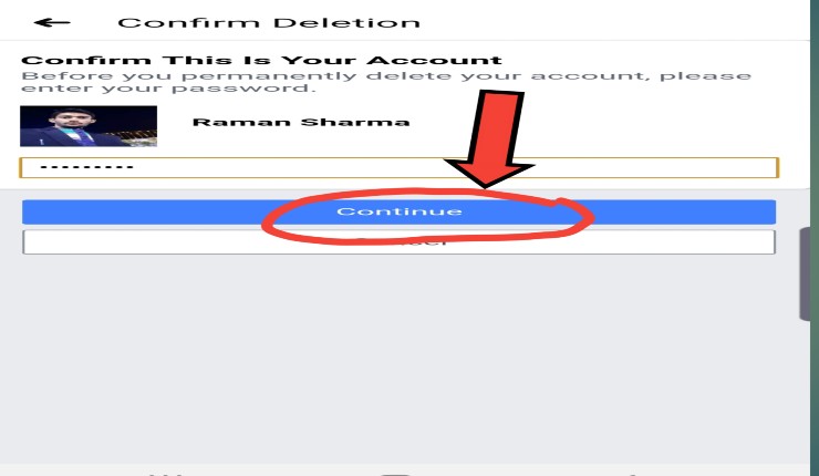 Confirm Your Facebook Account Permanently Deletion