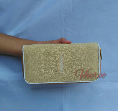 Dompet Kulit Pari Wanita Double Rit Krem