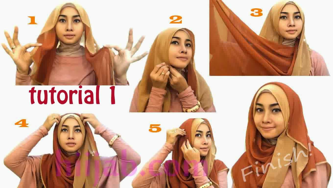 Kreasi Jilbab Dua Warna Untuk Pesta Modern