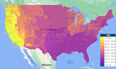 National Gas Prices by County Map