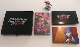 game box, figurine box, and card box with a figurine of Edelgard displayed and the female Shez card