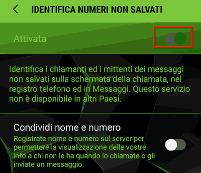 identifica numeri non salvati