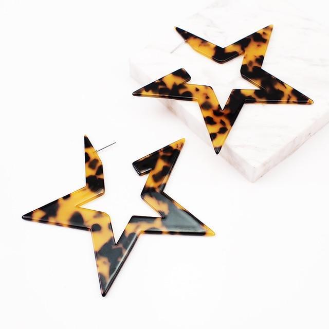 Big Acrylic Boho Star Shape Stud Earrings