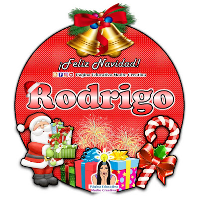 Nombre Rodrigo - Cartelito por Navidad nombre navideño