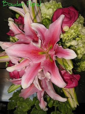 The Bouquet consisted of Pink Oriental Lilies Hot Pink Roses 