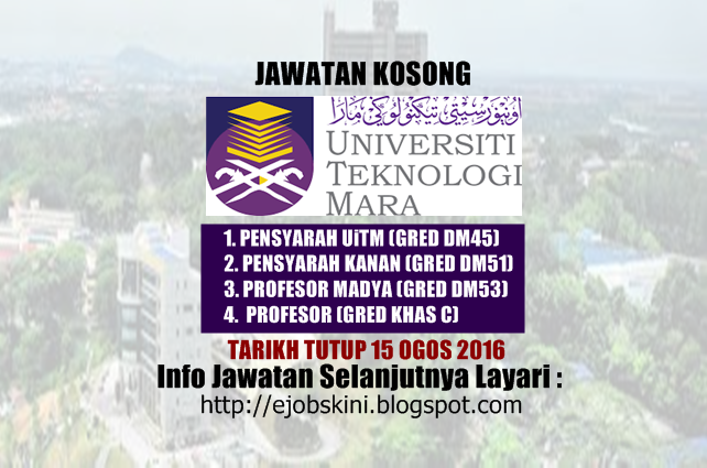 jawatan kosong di uitm ogos 2016