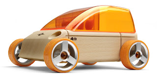 Yellow Automoblox A9 wooden car