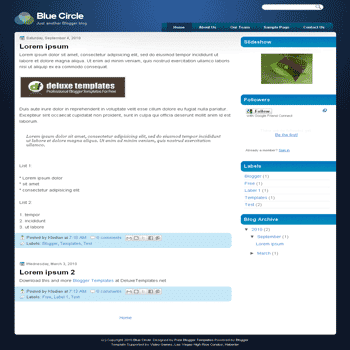 free blogger template Blue Circle with 2 column blogger template