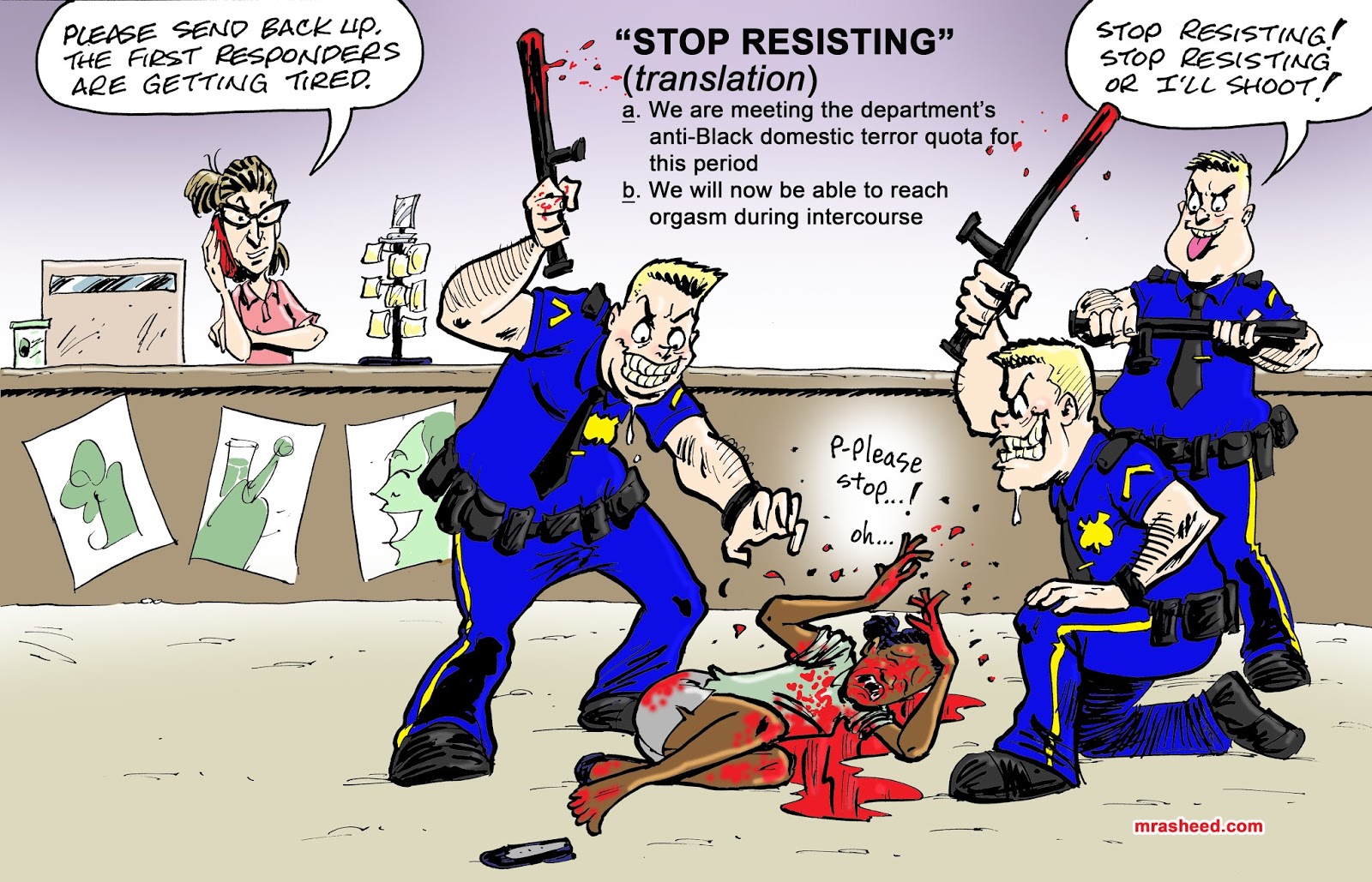 The Official Website of Cartoonist M. Rasheed: DECODED: "Stop Resisting"