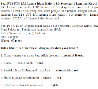 soal-pts-uts-pai-agama-islam-kelas-1-sd-semester-1-lengkap-kunci-jawaban