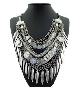 bohemian necklace under $10, silver boho necklace