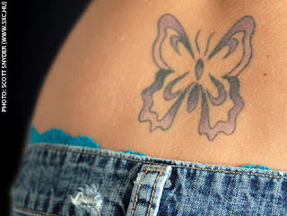 Butterfly Lower Back Tattoo and Flower Tattoo Design For Girls