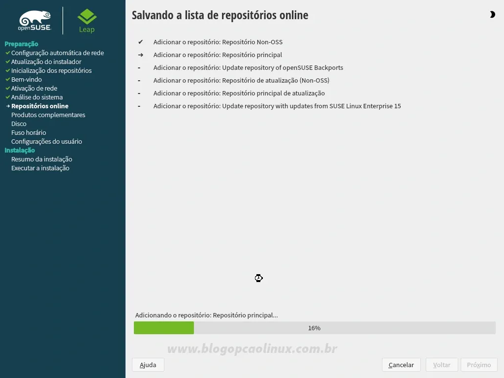 Aguarde enquanto é feito o download dos metadados dos repositórios