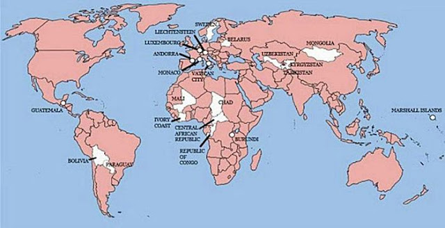 The Only 22 Countries in the World Britain Has Not Invaded (not shown - Sao Tome and Principe)