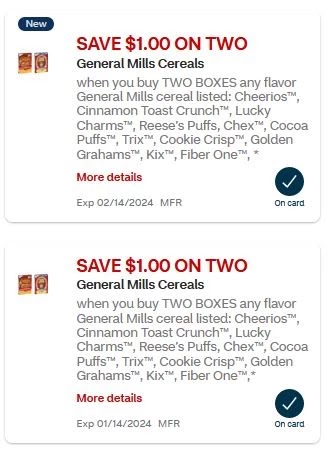 $1.00/2 General Mills CVS APP MFR Digital Coupon (go to CVS App).