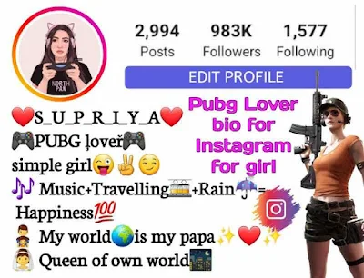 PUBG bio for Instagram For Girl