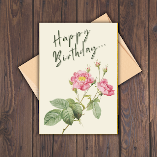 Printable, Roses, Birthday Card,