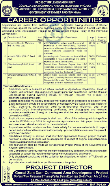 Agriculture Livestock & Cooperatives Department KPK Jobs 2019