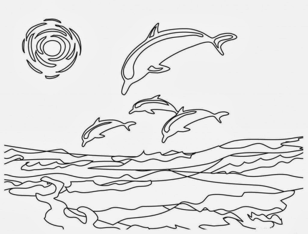 Dolphins Coloring Drawing Free wallpaper