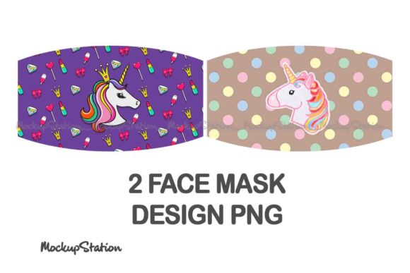 Unicorn Face Mask Sublimation Design Set