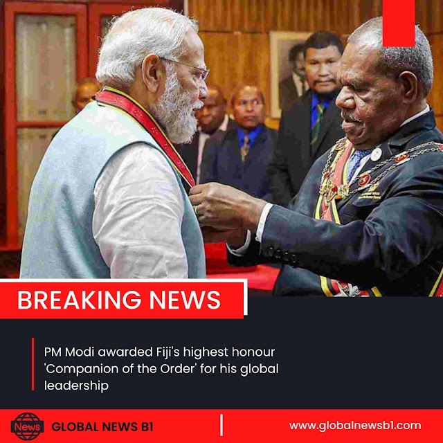 Fijian Prime Minister Confers Highest Honor on Indian PM Modi at India-Pacific Islands Cooperation Summit