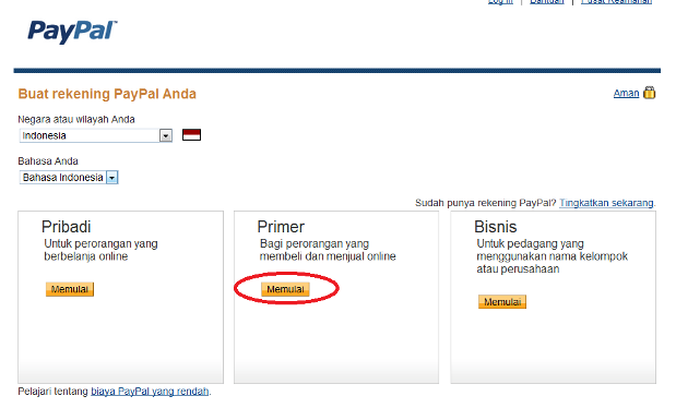 membuat akun paypal