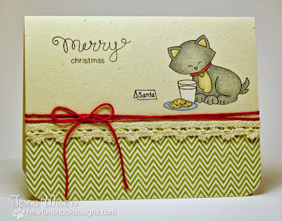 Cat with Milk and Cookies card by Tessa Wise for Newton's Nook Designs