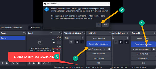 registrare audio con OBS