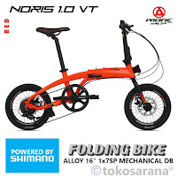 Sepeda Lipat Pacific Noris 1.0 VT 1x7-MD 16 Inch x 1.50 Inch Alloy 1x7Sp Mech Disc Brake Pelek Tinggi Folding Bike Remaja Dewasa