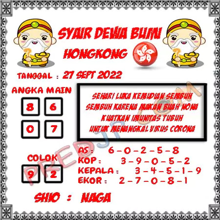 Prediksi Dewa Bumi Togel Hongkong Selasa 27 September 2022