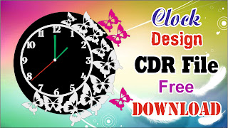 Laser Cut Butterflies Wall Clock Free Vector | Laser Cut Butterflies Clock Design CDR File