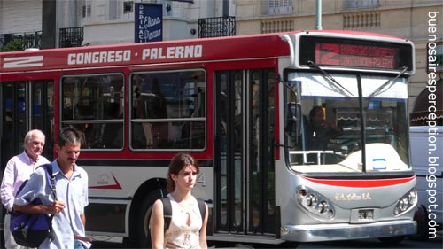 Colectivo Bus Line 12 in the Palermo neighborhood of Buenos Aires, Argentina