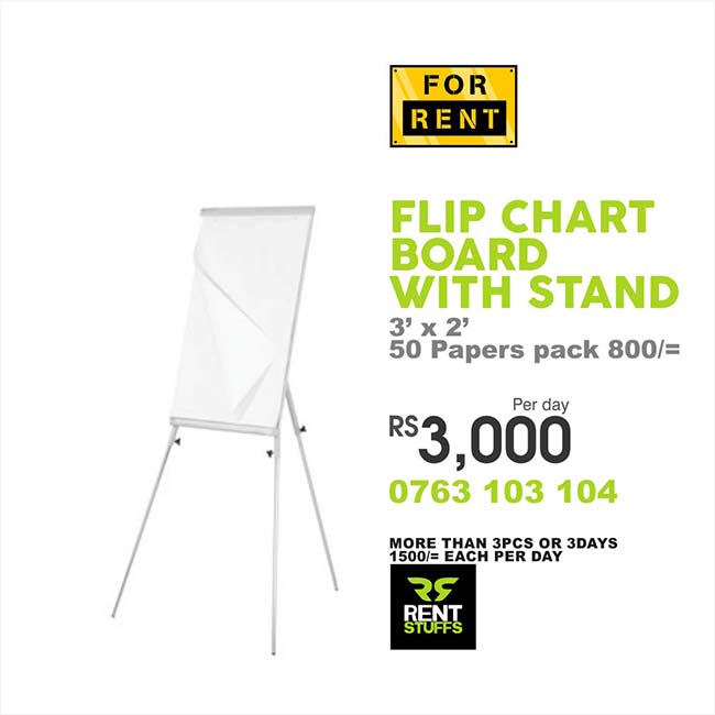 Flip chart Board with stand for rent in Sri Lanka.