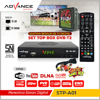 Set Top Box TV Digital Advance DVB T2 EWS UHF HD