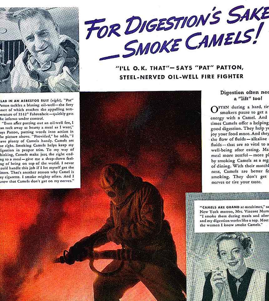 1950s Camels cigarettes ad, Smoking aids digestion